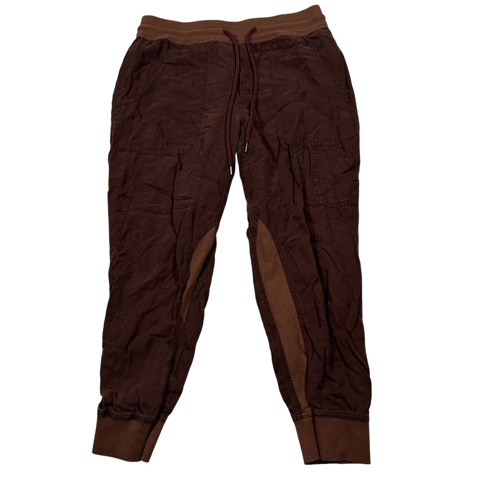 Anthropologie The Nomad Jogger Pants Womens Large Brown Lyocell Linen Cargo
